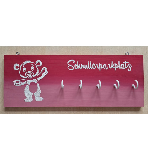 Schnullerparkplatz Teddybär rot/rosa
