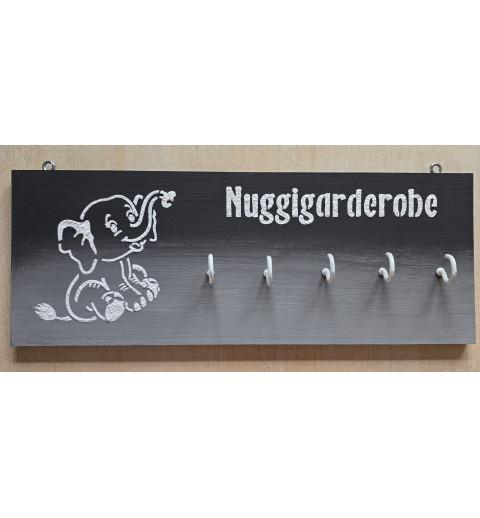 Nuggigarderobe Elefant schwarz/grau