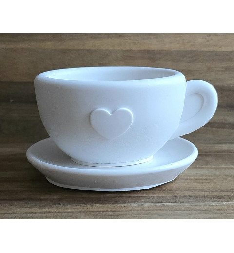 Beton Kaffee Tasse und Teller weiss