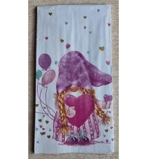 Taschentuch Wichtel Frau mit Herz