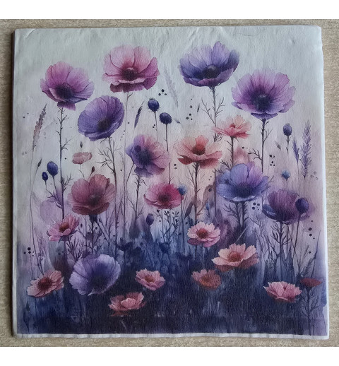Serviette Mohnblumen rosa/lila