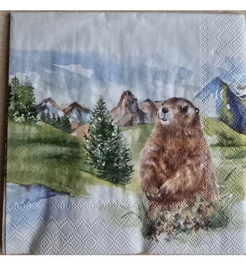 Serviette Murmeltier/Steinbock