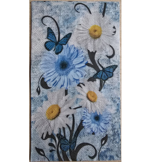 Serviette Margriten/Gerbera blau