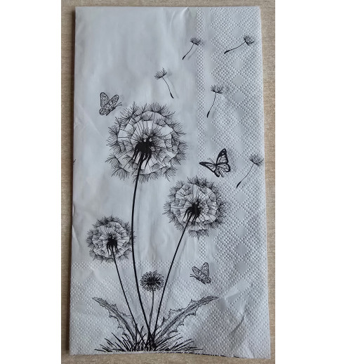 Serviette Pusteblume schwarz/weiss