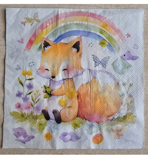 Serviette Fuchs/Regenbogen