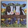 Serviette Zwei Kühe schwarz-weiss/Blumen