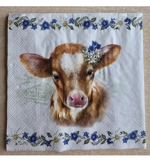 Serviette Kalb/Edelweiss/Enzian
