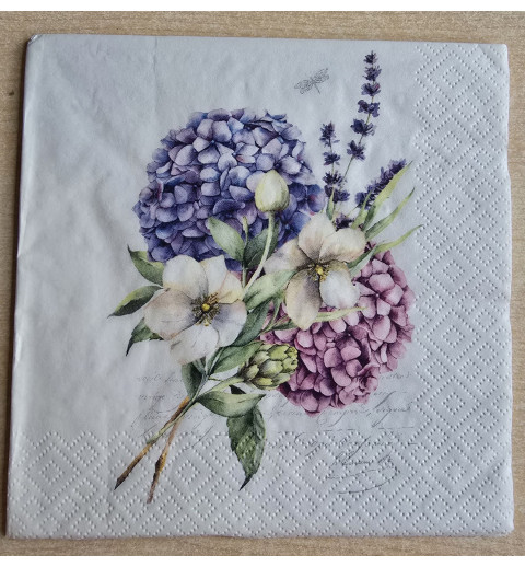Serviette Hortensien flieder/rosa