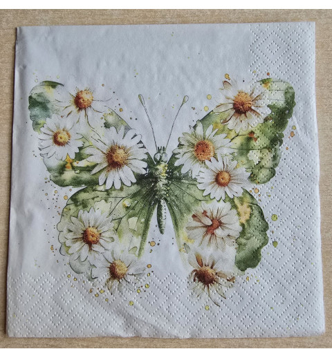 Serviette Schmetterling grün/taupe