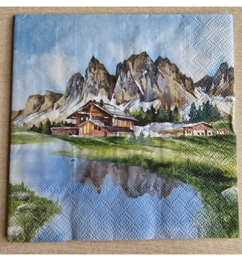 Serviette Berge/Haus/See