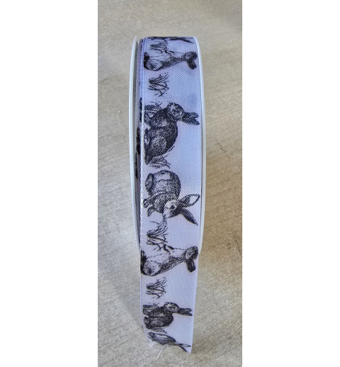 Dekoband Kaninchen weiss/schwarz