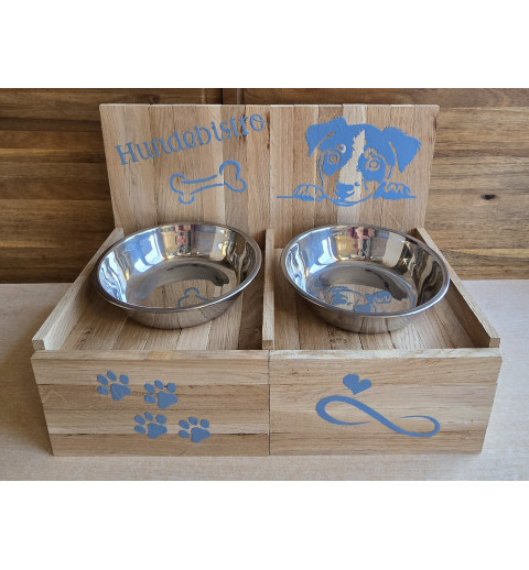 Hundenapf  " Hundebistro " natur/hellblau