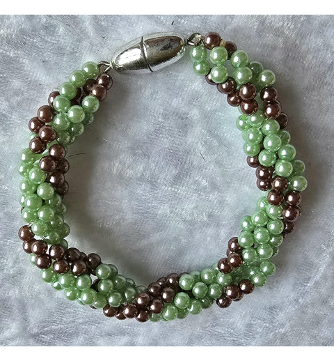Gefädeltes Armband mint/braun
