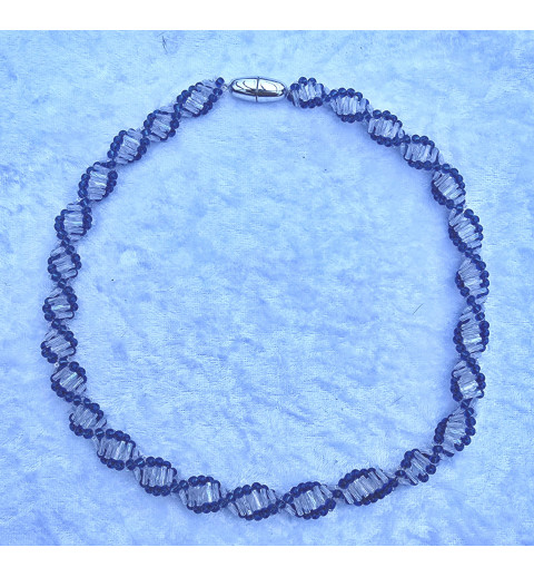 Gefädelte Halskette blau/transparent
