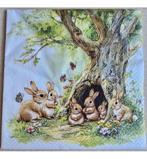 Serviette Kaninchen Familie/Baum