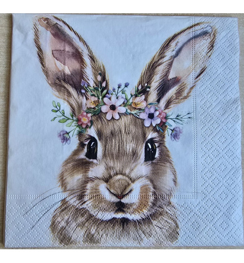 Serviette Kaninchen Kopf mit Blumen