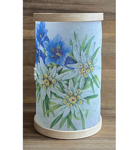 Teelicht rund Edelweiss/Enzian