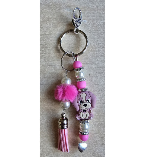 Schlüsselanhänger Hund rosa