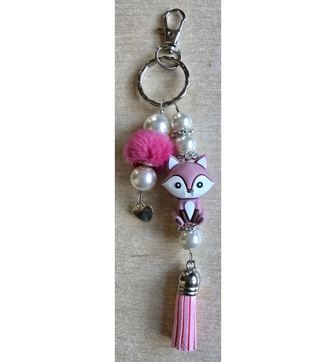 Schlüsselanhänger Fuchs/mauve/pink