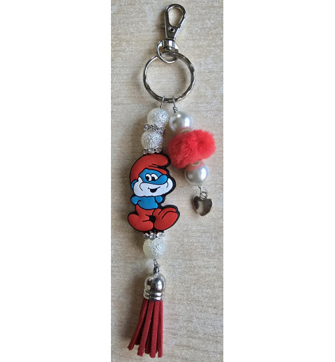 Schlüsselanhänger Schlumpf/rot/weiss