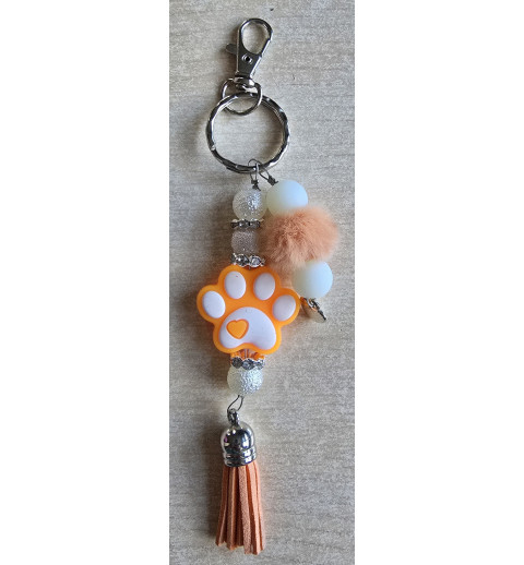 Schlüsselanhänger Pfote/orange/weiss