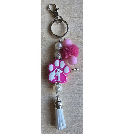 Schlüsselanhänger Pfote/pink/weiss
