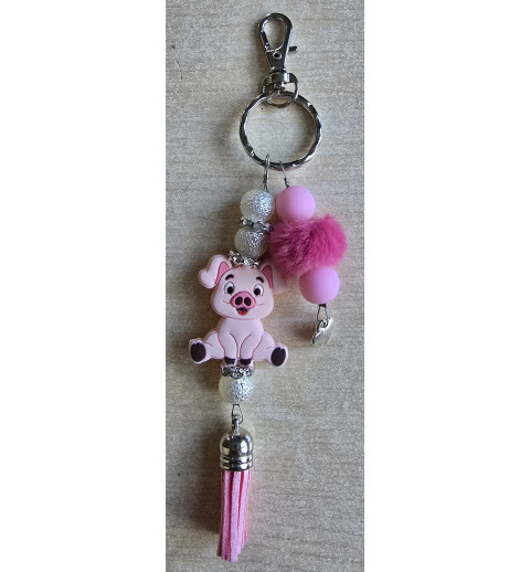 Schlüsselanhänger Schwein lachend/rosa/pink