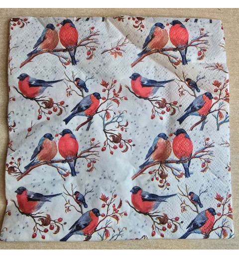 Serviette Vögel rot/coralle