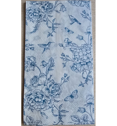 Serviette Rosen/Blumen dunkelblau