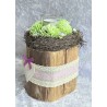 Altholz Teelicht Klotz  Herz/Rosen weiss/rosa