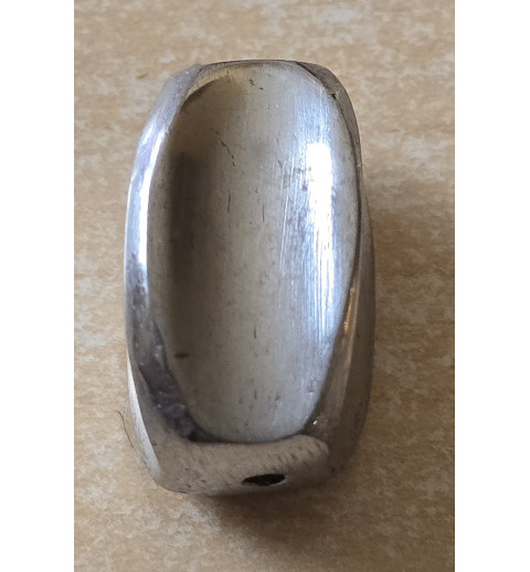 Metall Perle silberfarbig oval/vier Ecken