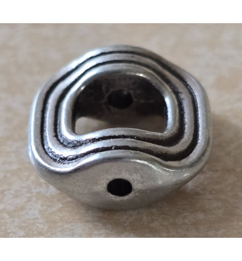 Metall Perle silberfarbig rechteckig/gewölbt