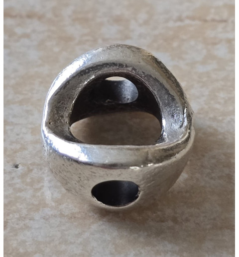 Metall Perle silberfarbig rund/gewölbt