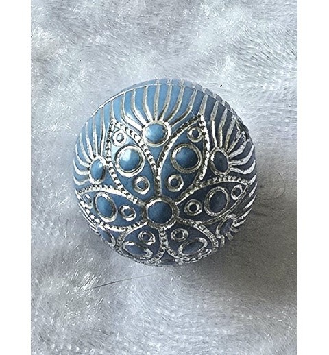 Kunststoff Perle hellblau/silber Muster