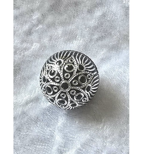 Kunststoff Perle schwarz/silber Muster