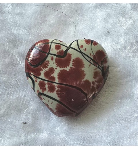 Kunststoff Perle Herz beige/rot
