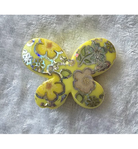 Kunststoff Perle Schmetterling gelb/glitzer