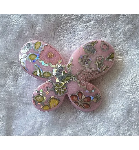 Kunststoff Perle Schmetterling rosa/glitzer