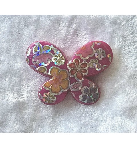 Kunststoff Perle Schmetterling pink/glitzer