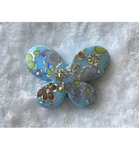 Kunststoff Perle Schmetterling hellblau/glitzer