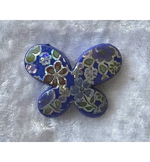 Kunststoff Perle Schmetterling blau/glitzer
