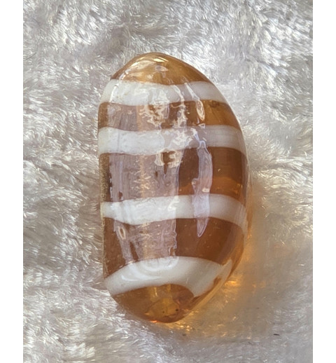 Glas Perle Nugget weiss/orange