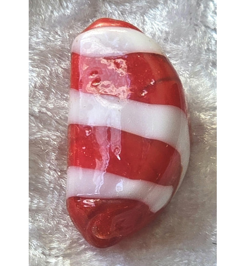 Glas Perle Nugget weiss/rot
