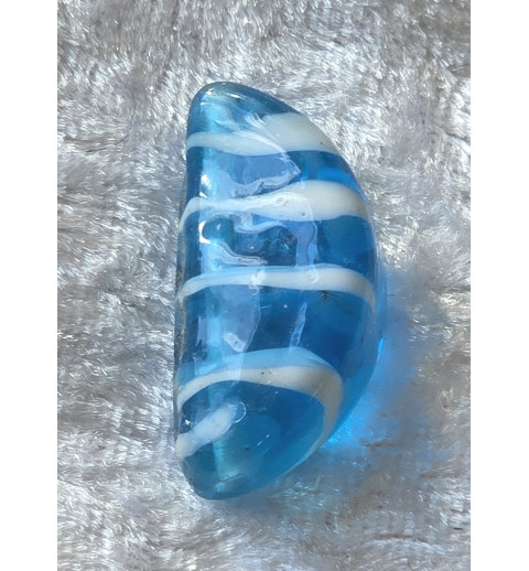 Glas Perle Nugget weiss/türkis