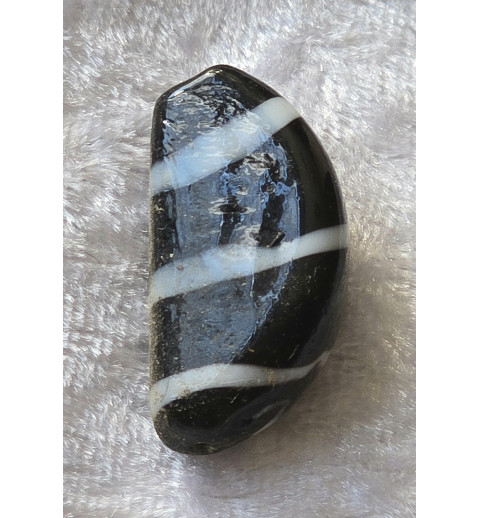 Glas Perle Nugget weiss/schwarz