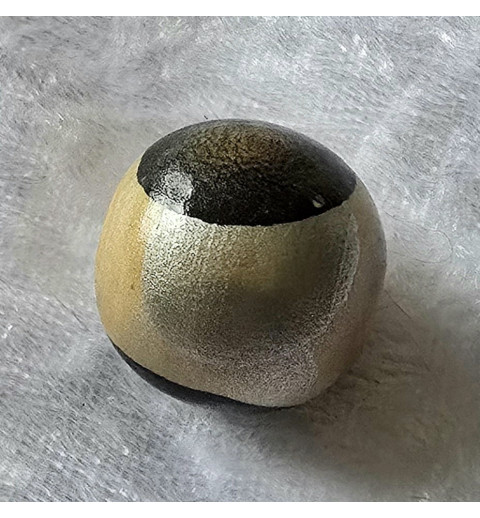 Holz Perle rund natur/silber/schwarz