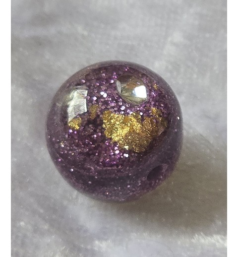 Kunststoff Perle violette/gold/silberfarbig