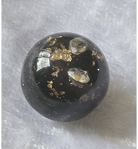 Kunststoff Perle schwarz/gold/silberfarbig