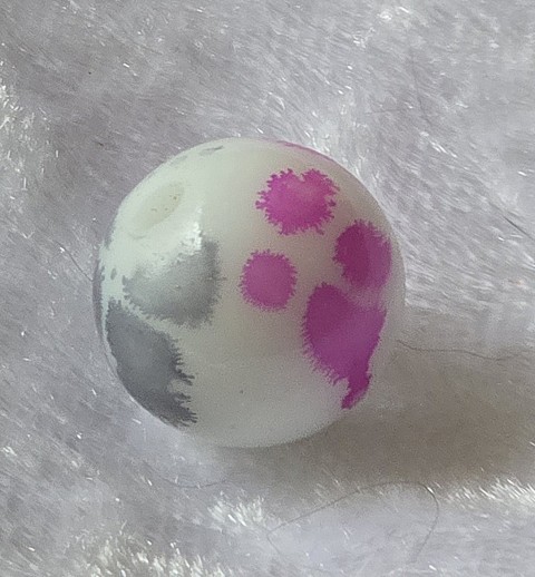 Kunststoff Perle weiss/grau/pink