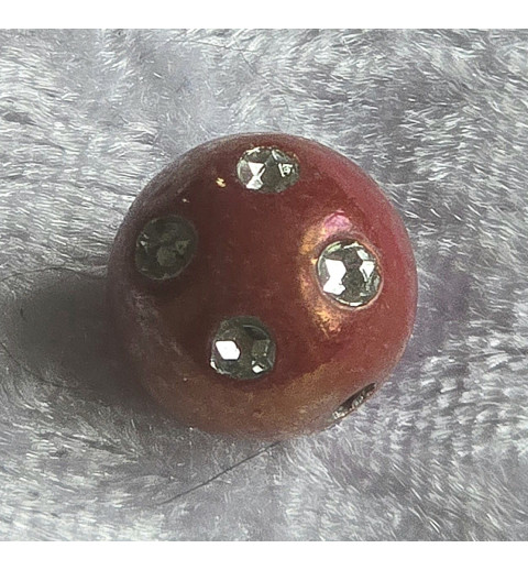 Kunststoff Strassperle mit Schimmer weinrot